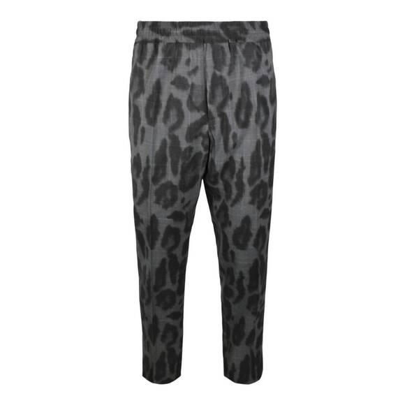 NEW STELLA MCCARTNEY women's leopard print piet trousers in black grey